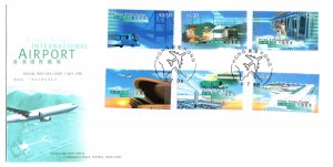 Hong Kong China 1998 International Airport FDC - airplane postmark on stamps