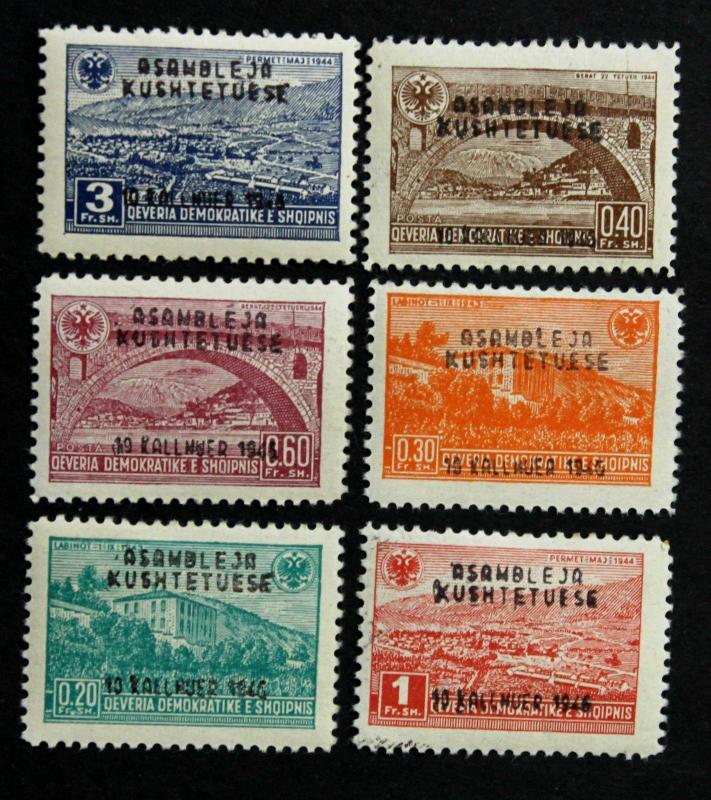 Stamp Albania Sc# 367-372 Michel 396-401 MVLH Overprints 