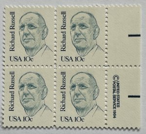 US 1984 10c Richard Russell copy Blk of 4 MINT # 1853