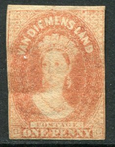 TASMANIA #11a Light Hinged Imperf Issue 4 Margins - QUEEN VICTORIA - S5811