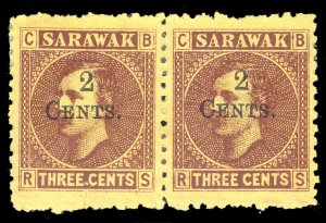 MOMEN: SARAWAK SG #32,32a PAIR STOP AFTER THREE UNUSED £94 LOT #65072