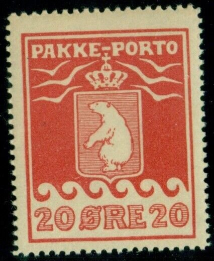 GREENLAND #Q6 (P9II) 20ore Pakke Porto, 2nd pr, og, NH, VF/XF, Facit $840.00