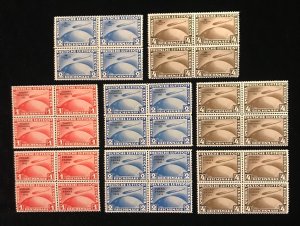 Reprints, Germany C38 to C45, MNH, Blocks of 4