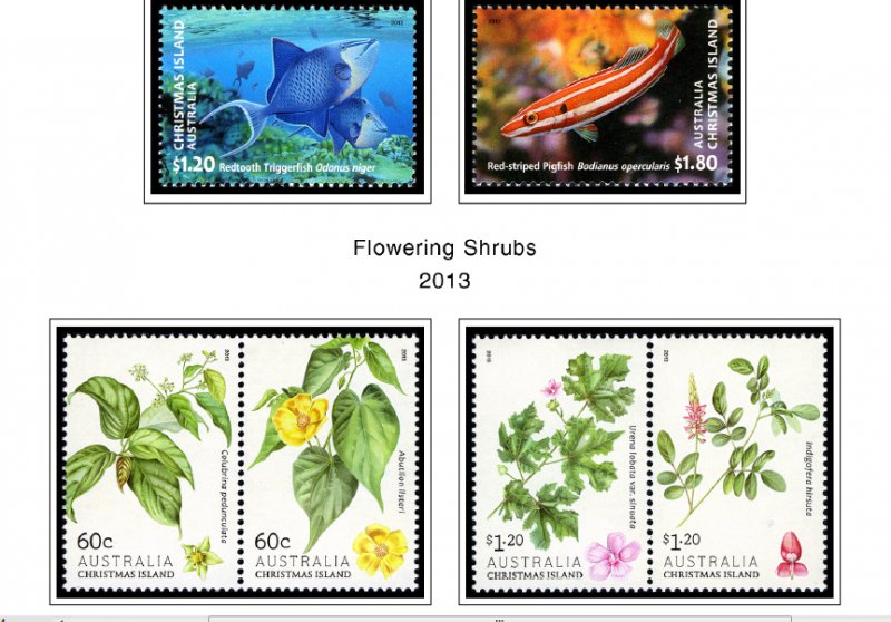 COLOR PRINTED CHRISTMAS ISLAND 2011-2020 STAMP ALBUM PAGES (55 illustr. pages)