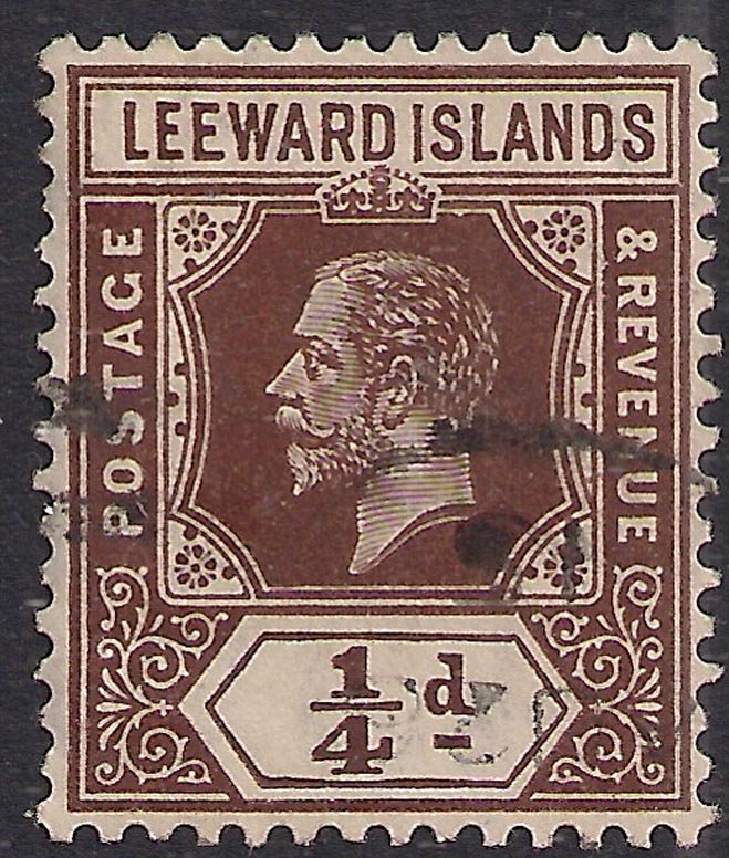 Leeward Islands 1912 - 22 KGV 1/4d Brown used SG 46 ( H790 ) 