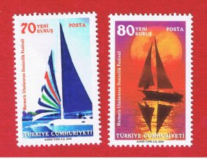 Turkey #2932-2933 MVFLH OG Sailboat  Free S/H