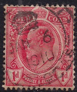 Gold Coast 1908 KEV11 1d Red Used SG 70 ( B641 )