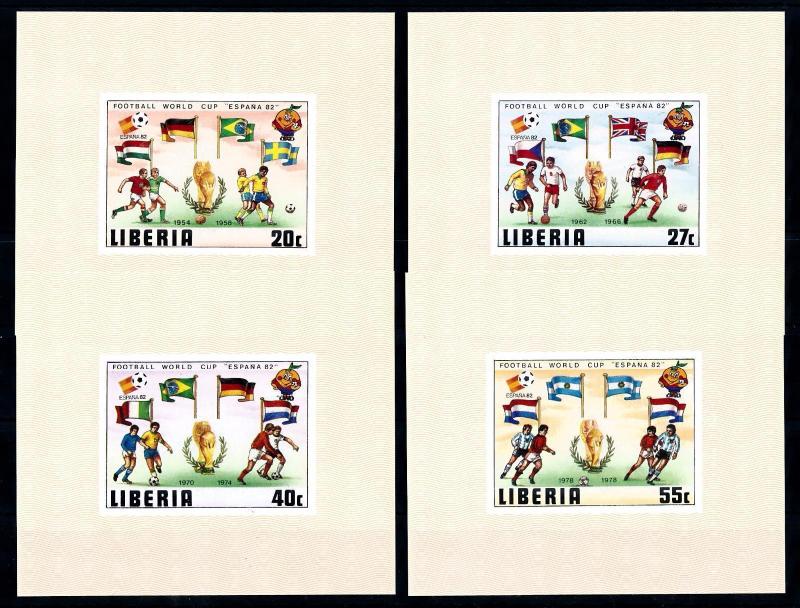 [60607] Liberia 1981 World Cup Soccer Football Spain 4 Deluxe sheets MNH