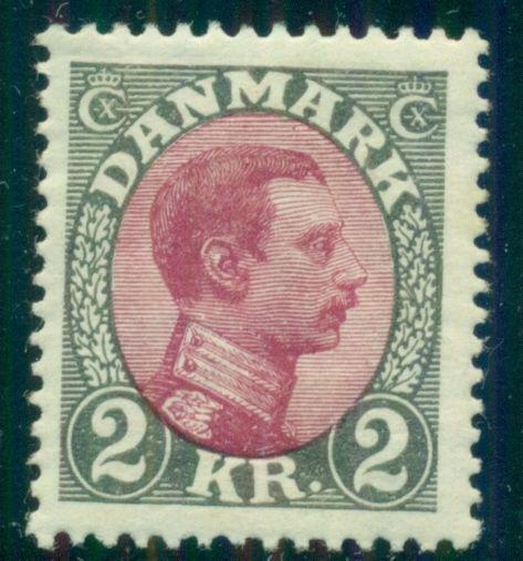 DENMARK #129 (162) 2kr Chr. X, og, hinged, VF, Scott $67.50