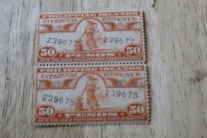 PHILIPPINES INTERNAL REVENUE 50 PESOS  PAIR USED