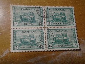 Canada  #  258    VF   used   Block of 4