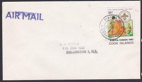 COOK IS 1983 cover to NZ - MANGAIA cds - 36c Boy Scouts....................87694