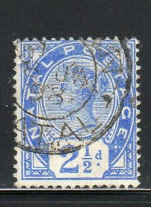 NATAL #78  1891  2 1/2p        QUEEN VICTORIA  F-VF  USED    f