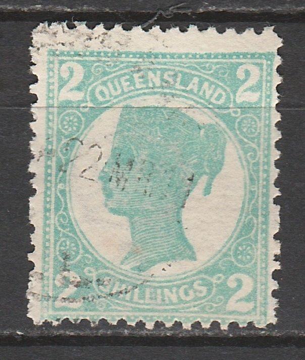 QUEENSLAND 1907 QV 2/- WMK CROWN/A TOP VALUE USED 