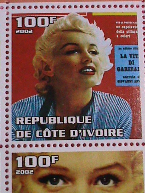 IVORY COAST STAMP-2002-SEXY MARILYN MONROE: -MNH STAMP SHEET -RARE