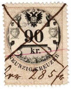 (I.B) Austria/Hungary Revenue : Stempelmarke 90kr (1868)