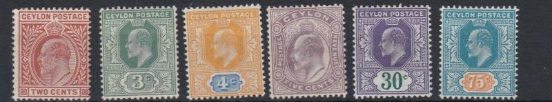 CEYLON  1903         S G  265 - 274  VARIOUS VALUES TO 75C    MH  