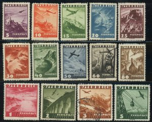 Austria #C32-C45 Airmail Postage Stamps Incomplete Set 1935 Used Mint LH