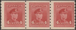 Canada 1943 Sc 267 coil strip of 3 MNH**