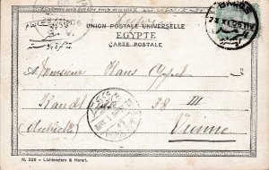 Egypt 1906 2m Pyramid & Sphinx Postal Card  Bagos Via Alexandria to Vienna