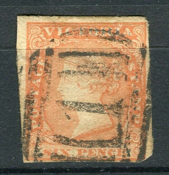 Australia; victoria 1854 Clásico temprano IMPERF QV problema usado valor 6d. 