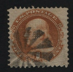 1869 Franklin Sc 112 used 1c circle of wedges cancel CV $140