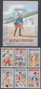 SOMALI REP # 014 CPL MNH SET of 6 + S/S - MILITARY UNIFORMS