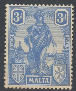 Malta Scott 105 - SG130, 1922 George V 3d MH*