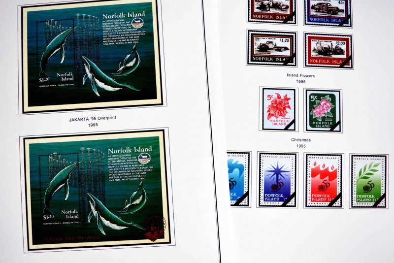 COLOR PRINTED NORFOLK ISLAND 1947-2010 STAMP ALBUM PAGES (129 illustrated pages)