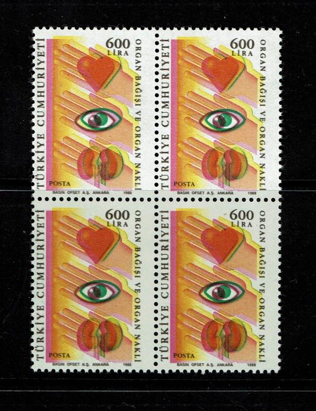 Turkey 1988 SC# 2402 BK4 COLOR SHIFT ERROR / Mint No Gum - S2853