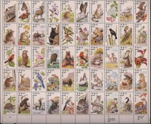 #2286- 2335 22 cent American Wildlife Sheet mint OG NH XF