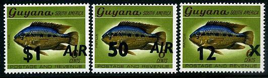 HERRICKSTAMP GUYANA Sc.# 413D-G Fish Overprint Stamps