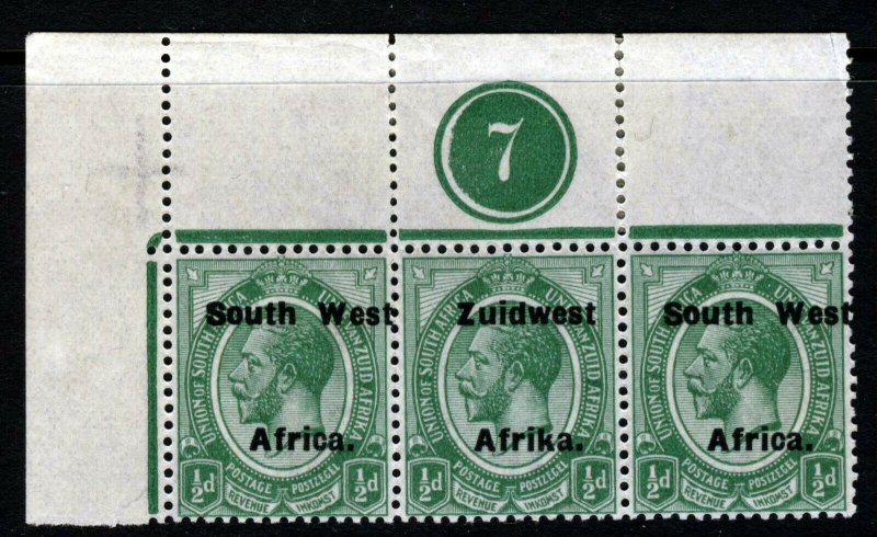 SOUTH WEST AFRICA KG V 1925 Overprinted ½d. PLATE BLOCK Setting VI SG 29 MINT