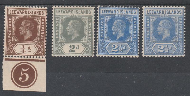 LEEWARD ISLANDS 1912 KGV RANGE TO 21/2D WMK MULTI CROWN CA