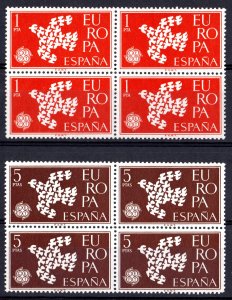 Spain 1961 Sc#1010/1011 EUROPA CEPT BIRDS Block of 4 MNH