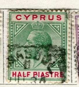 CYPRUS; 1912 early GV issue fine used 1/2pi. value