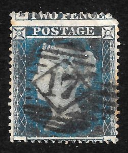 SG 19 2d Deep Blue, plate 4, WMK Small Crown, Perf 16, Lettered FI. Good Used