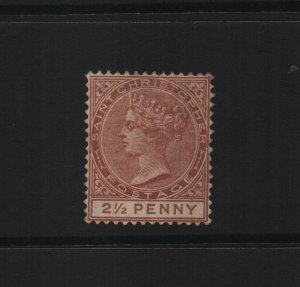 St Christopher 1882 SG14 - 2 1/2d CA Watermark 14 perf - m/mint