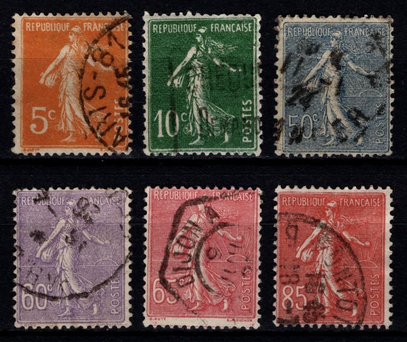 France 1920-25 Sower Def. colors & value change, Part Set [Used]