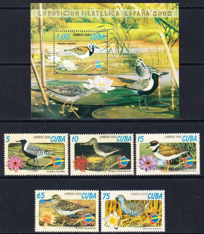 CUBA Sc# 4235-4240  FOWL BIRDS Spain Philex  CPL SET of 5 + SS   2002  MNH mint