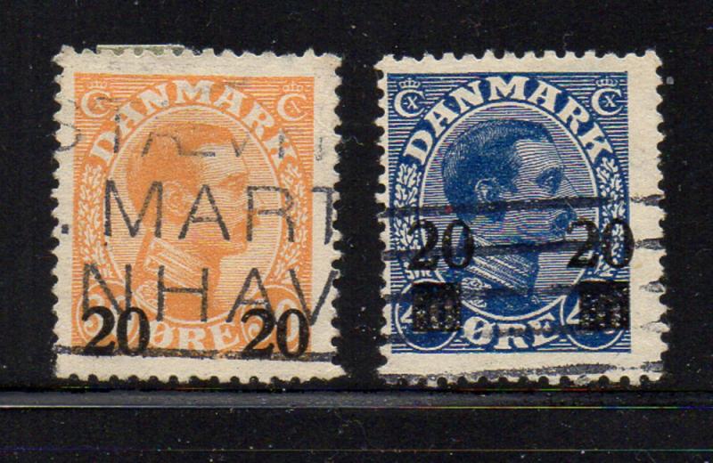 Denmark Sc 176-77 1929 20 ore surcharges stamp set used