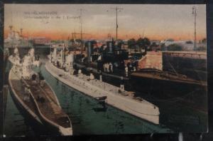 1914 Wilhelmsgaven Germany Picture Postcard Cover U Boats In The Driveway