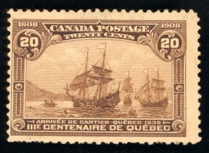 Canada Scott 103 Mint NG 20c Yellow Brown 1908 Quebec Tercent Lot T676 bhmstamps