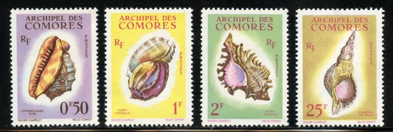 Comoro Islands Scott 48-50,53 Unused HOG - 1962 Seashells Short Set - SCV $18.40