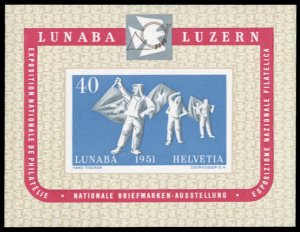 Switzerland #B206 Cat$275, 1951 Lunaba souvenir sheet, never hinged