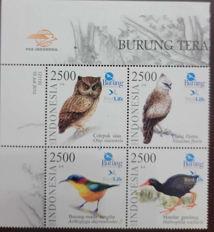 SB) 2012 INDONESIA. OWLS, BIRDS, BIRD LIFE, CELEPUK ELANG, BURUNG, MANDAR, MNH