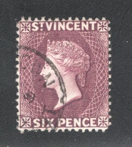 St. Vincent, Scott #52   VF, Used, 6p red violet, CV $25.00  ...... 6050031