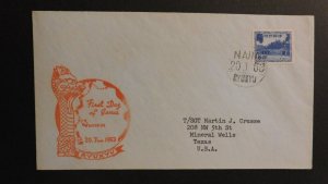 1953 Naha Ryukyu First Day Cover FDC Globe Dragon to Mineral Wells Texas USA 4