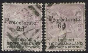 BECHUANALAND PROTECTORATE 1888 QV 2D AND 6D USED