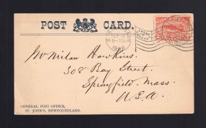 NEWFOUNDLAND: 1896 Postcard to US POST OFFICE Stamps Available for Sale